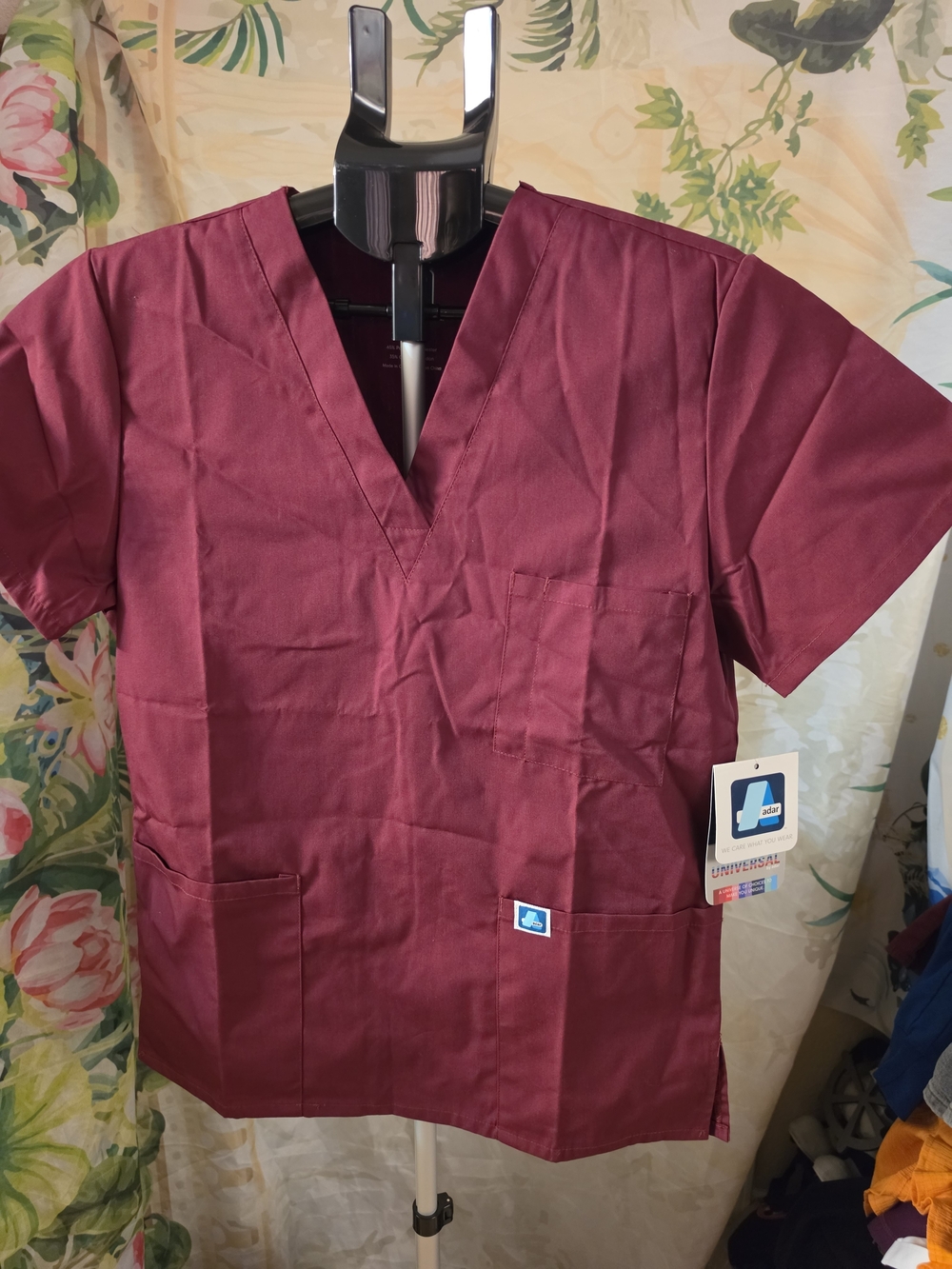 Universal Women’s V-Neck Scrub Top in Burgundy